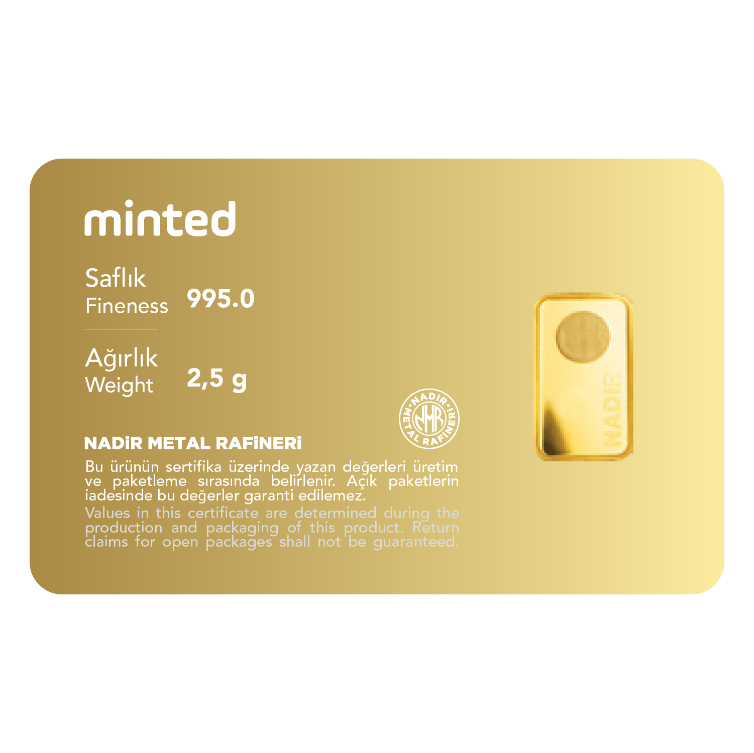Nadir 2.5 Gr 995,0 Külçe Altın